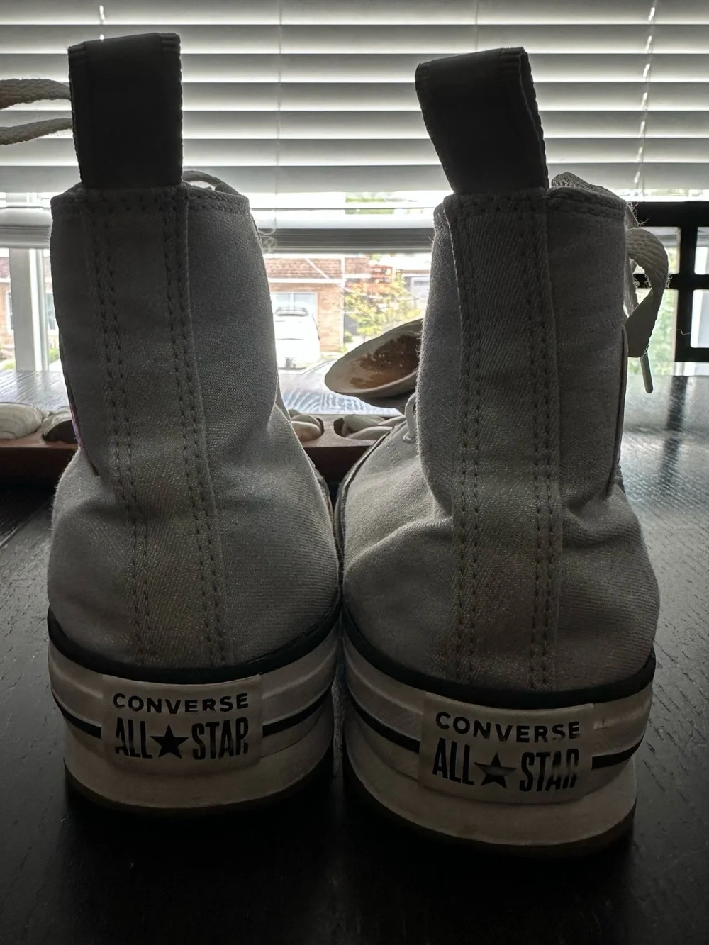 Converse High-Top Sneakers in Light Gray and White